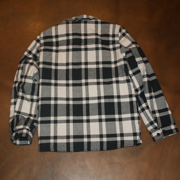 LEVI'S Jacket Small Black Plaid Quilted Flannel Shirt Shacket Warm Chest: 42" - Picture 9 of 9